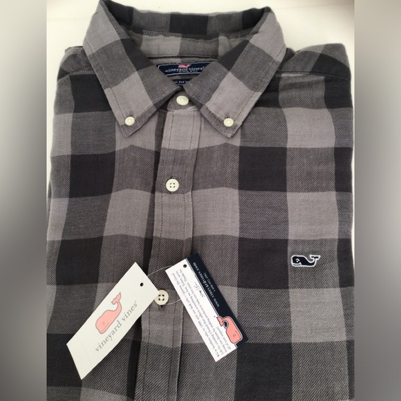 Men's Vineyard Vine Whale Checks Flannel Double Cloth Classic Fit Shirt NWT - Picture 8 of 10